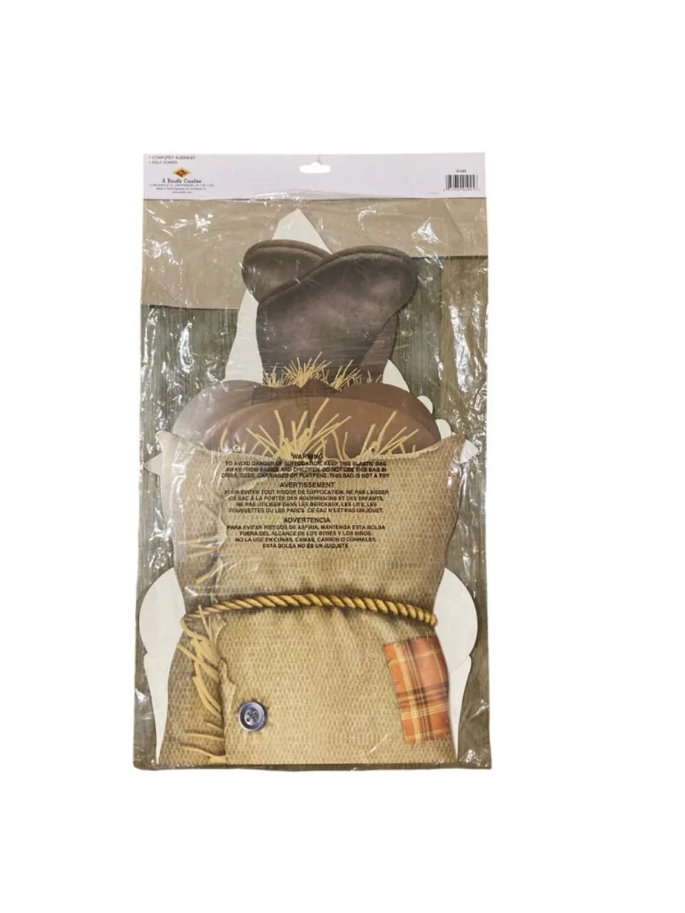 Vintage Beistle 2005 Fully Jointed 5 Ft Fall Halloween Scarecrow Door Wall Decor